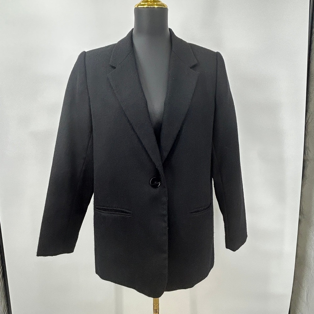 Sag Harbor Black‎ Wool Petite Blazer Vintage Single Button Jacket 10P